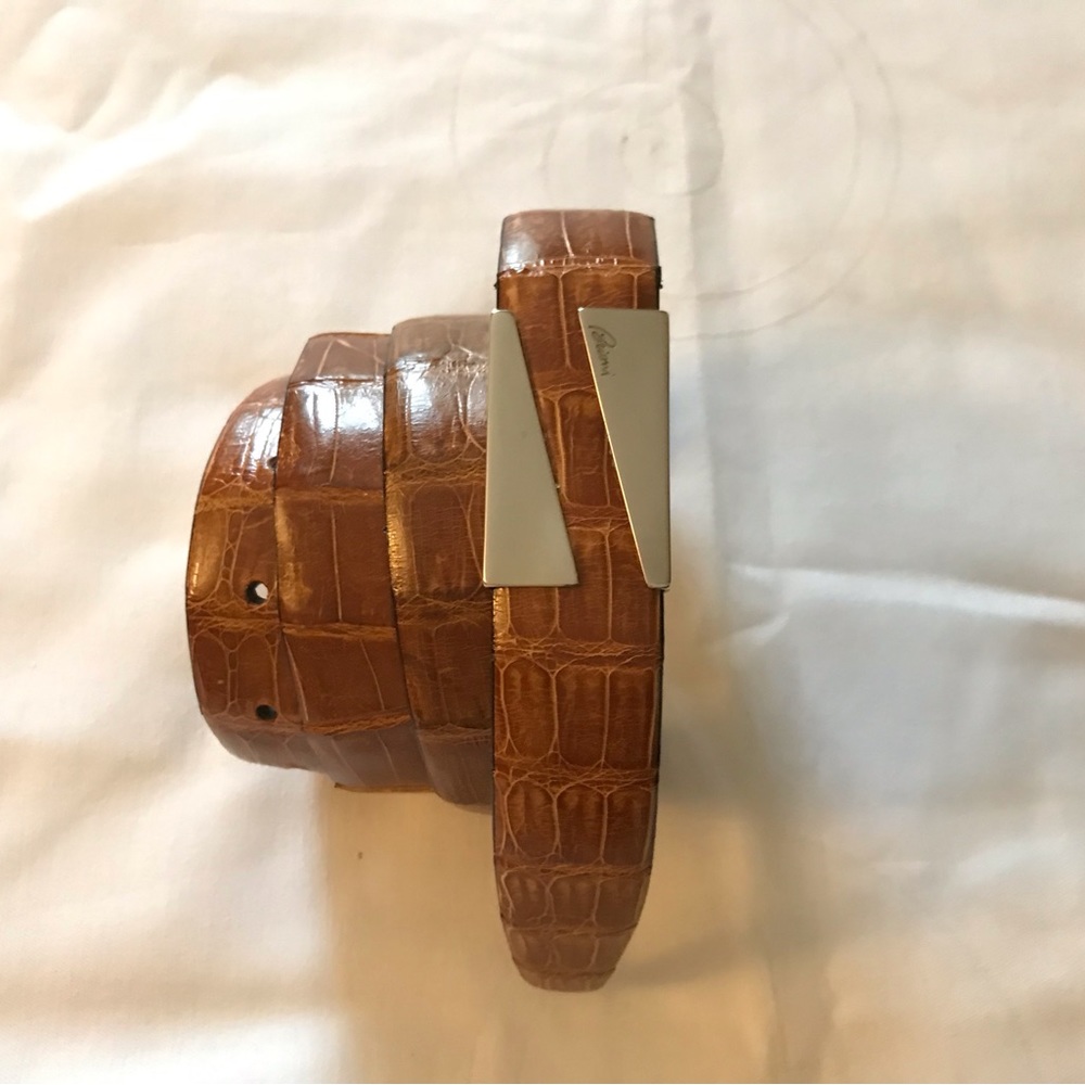 Brioni Mens Genuine Crocodile Leather Belt